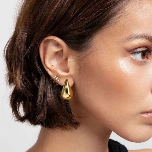 18K GOLD WATER DROP EARRINGS - Picture 6 of 9